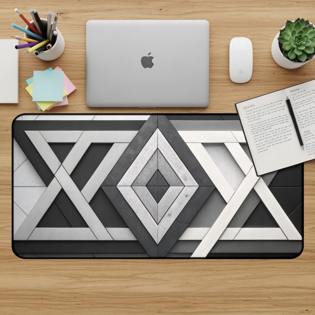 Geometric Desk Mat, Abstract Mouse Pad, Modern Desk Pad, Unique Desk Accessories, Minimalist Home Decor, Work From Home Setup