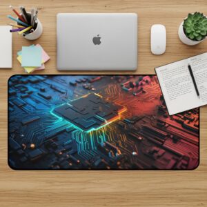 Circuit Board Desk Mat, Tech Desk Pad, Computer Mouse Pad, Futuristic Desk Accessories, Gaming Mousepad, Large Desk Mat, Desk Decor