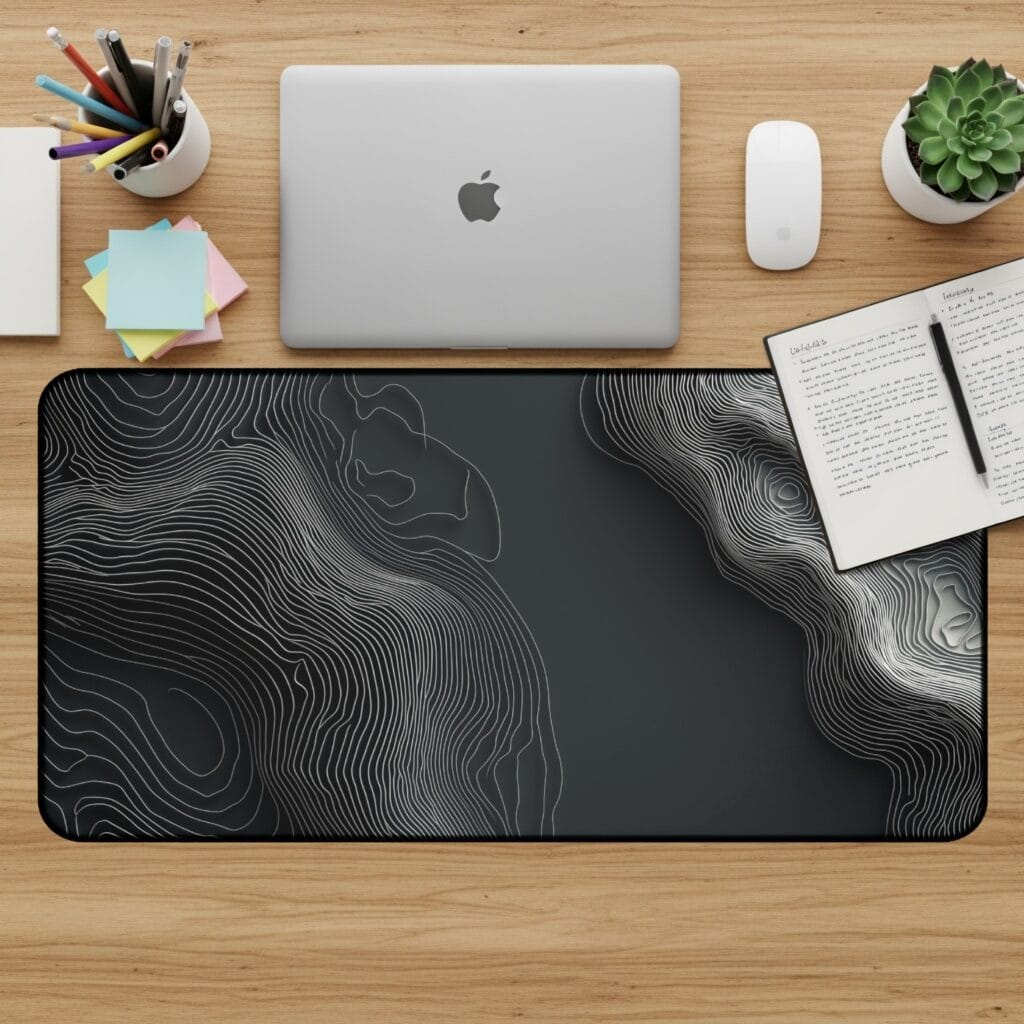 Topographic Desk Mat, Abstract Mouse Pad, Modern Desk Pad, Unique Desk Accessories, Office Decor, Gaming Desk Mat, Minimalist Desk Mat