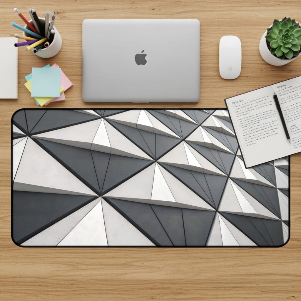 Geometric Desk Mat, Triangle Pattern Mouse Pad, Abstract Desk Pad, Modern Desk Accessories, Office Decor